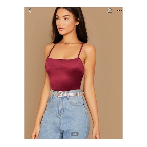 Red silk tank top - Picture 2 of 4